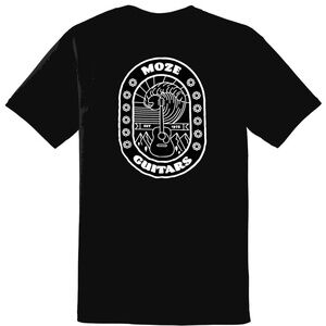 Black “MOZE GUITARS” Short Sleeve Tee with Vintage Graphic